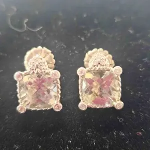 Judith Ripka Sterling Silver CZ Earrings