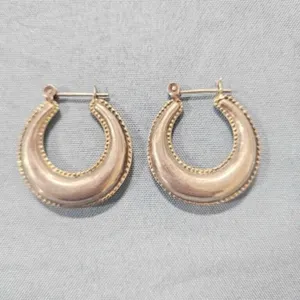 Sterling Silver? Hoop Hollow Earrings-not marked