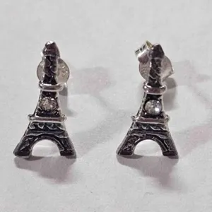 Antiqued Sterling Silver Eiffel Tower Earrings