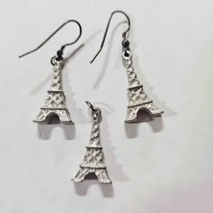 Eiffel Tower Fish Hook Earrings & Pendant