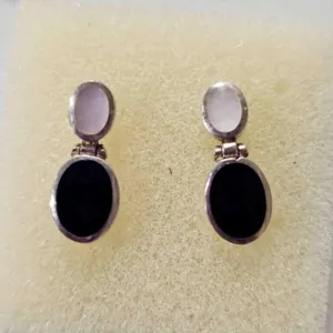 Sterling Silver Onyx Mother of Pearl Earrings