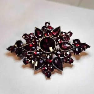 Red Garnets? Brooch Pin w/gold tone backing