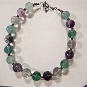 Glass Bead Necklace w/silver spacers