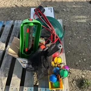 BOCCE BALL SET, FISHING ROD, SOAKER HOSE,