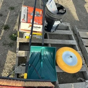 BROOM, SHOVEL, TIRE, BOSTITCH COIL NAILS,
