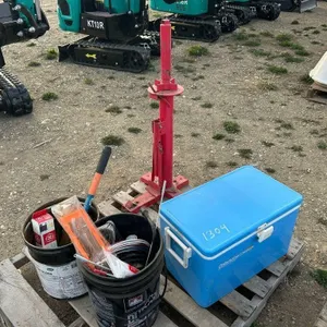 MANUAL TIRE CHANGER, (2) PAILS W/ CONTENTS, TOOLS