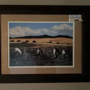 "SAGE GROUSE ON THE PLAINS" JOHN STONE #228 OF 900 FRAMED PRINT