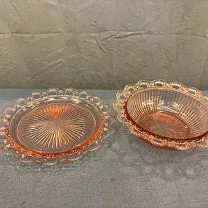Pink Depression Glass Tray & Bowl