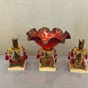 Footed Bowl & Candle Holders