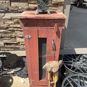Wood cabinet, wind chime, candle lantern