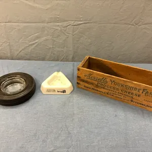 Ashtrays, and wooden box