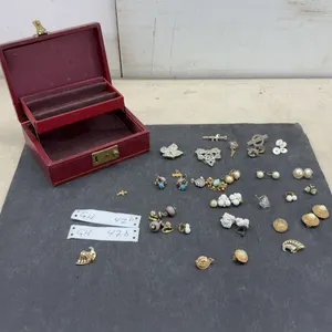 Vintage FashionJewelry Collection with Jewelry Box, Brooches, Earrings, and More