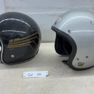 Vintage Ski-Doo Black Glitter Open-Face Helmet and Bell Silver Open-Face Helmet