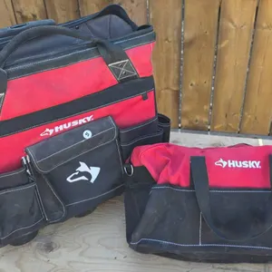 Husky Rolling Tool Bag Set with Tote in Black and Red