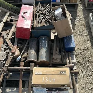 PALLET OF TOOLS, COME-ALONGS, PIPE WRENCH,