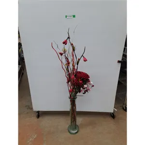 *Artificial Flowers & Floor Glass Vase 23", PICKUP ONLY