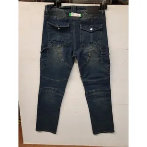 Pair of Dark Blue Cargo Style Motorcycle Riding Jeans-Size