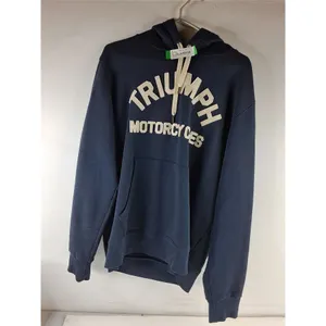 *Triumph Motorcycles Carrick Pull On Hoodie in Navy Blue with Felt Lettering-Size XXL