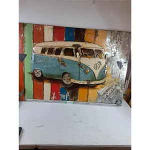 #D Metal Wall Art Piece Featuring a Vintage Volkswagen Type 2 Transporter/Bus/Combi- 47"x32"