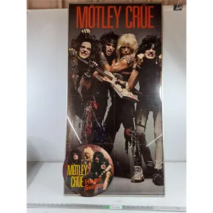 *Vintage Framed Motley Crue Promo Poster with 1984 12 Inch Vinyl Picture Disc LP "Helter Skelter" by