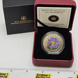 RCM Canada 2012 : Aster with Bumble Bee : 25-Cent Coloured Coin (COA #11321)
