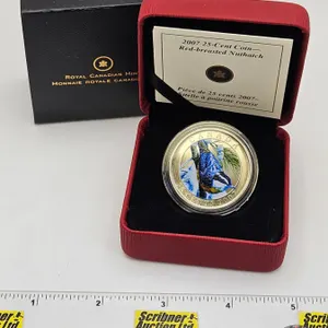 RCM Canada 2007 : Red-Breasted Nuthatch : 25-Cent Coin (COA #7394)