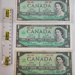 Canada $1 Bills 1967 (3) : Centennial : Beattie/Coyne # 1867 1967