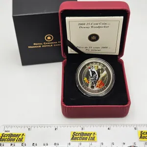 RCM Canada 2008 : Downy Woodpecker : 25-Cent Coin (COA #2283)