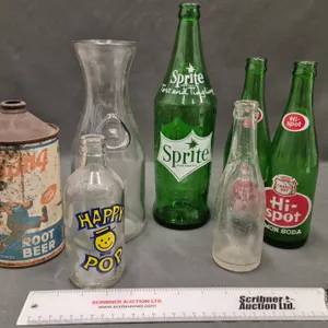 Collector Combo :  - Twang Root Beer Soda Can (Measures : 7-1/2"H) - Glass Milk Bottle 1L (Measures 