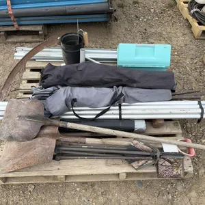 Pallet of Various Hand Tools & Lawn Chairs