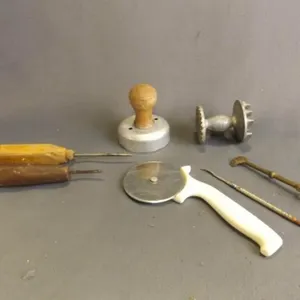 2 Vintage Wooden Handled Awls Used For