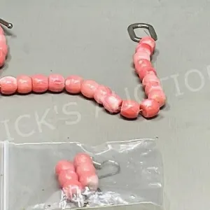 Pink Coral bead bracelet & silver & coral earrings