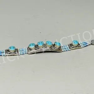 Turquoise & silver Tibetan bracelet