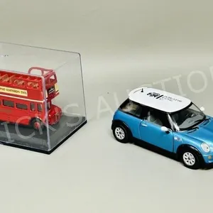 2 mini toy vehicles diecast 5" bus & tin car