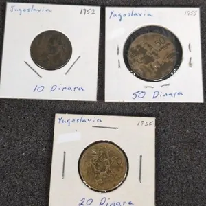 Yugoslavia Ten Dinara 1952, Fifty Dinara 1955,