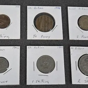 Great Britain Farthing 1948, 1/2 Penny 1948,