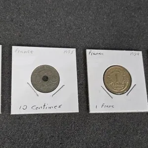 France 1933 two franc, France 1934 one franc,