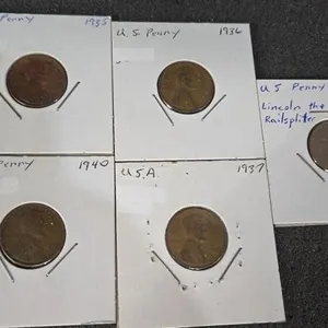 US Penny 1935, 1936, 1937, 1940,