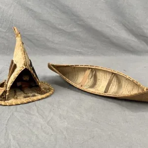 Birch Bark Teepee & Canoe