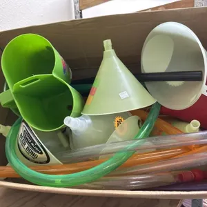 Box of Assorted Plastic Funnels & Tubes