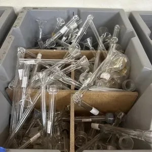 Plastic Bin w/Mini Glass Funnels for pipes