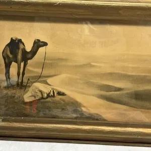 Antique Sunset Prayer Art Print Camel 21x12 inches