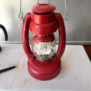 Red Elgin Hurricane Kerosene Lantern