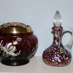 Fenton Cruet Bottle & Flower Bowl
