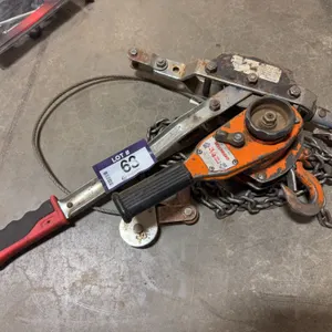 Lot of (1) Westward 3/4-Ton Lever Hoist and (1) Cable Come-Along