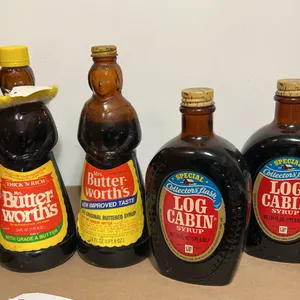 Mrs. Butter-Worths & Log Cabin Syrup Bottles