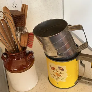 Bromwell & Androck Sifters & Crock W/Utensils