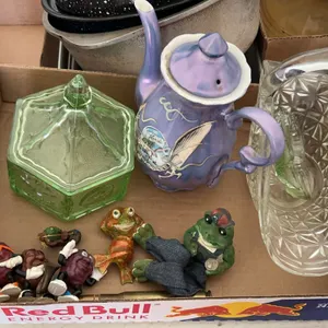 Glassware, California Raisins & Teapot