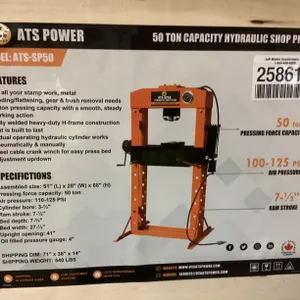 UNUSED ATS POWER ATS-SP50 50 TON HYDRAULIC SHOP PRESS