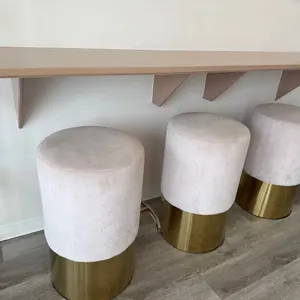 (3) LARGE UPHOLSTERED STOOLS AND FLOATING BAR TOP